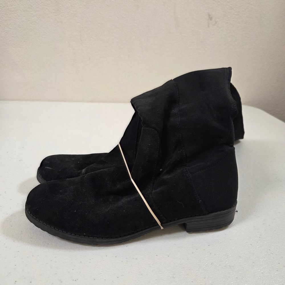 Unisa Black Faux Suede Over the Knee Slouchy Boots Womens Size 8.5M Low‎ Heel